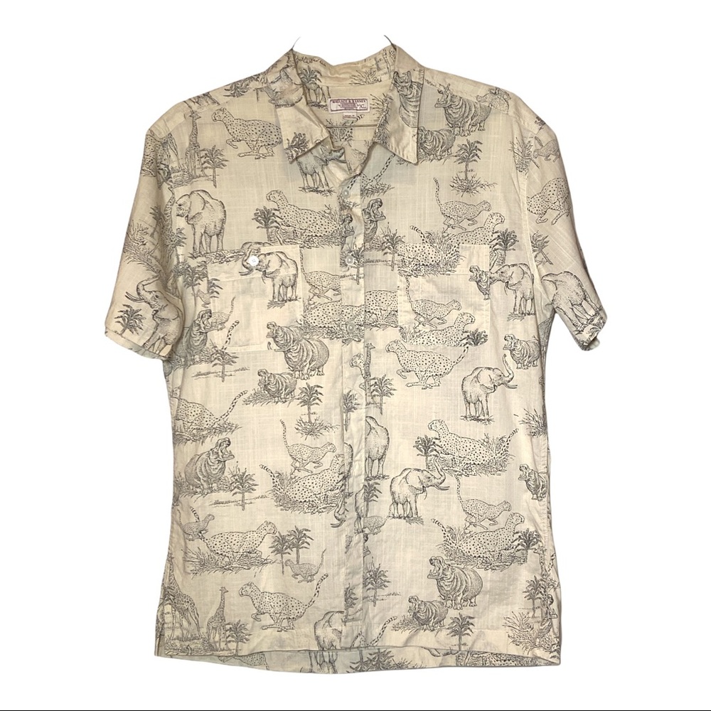 Wallace & Barnes Safari Animal Print Collared Button Down Casual Shirt XL